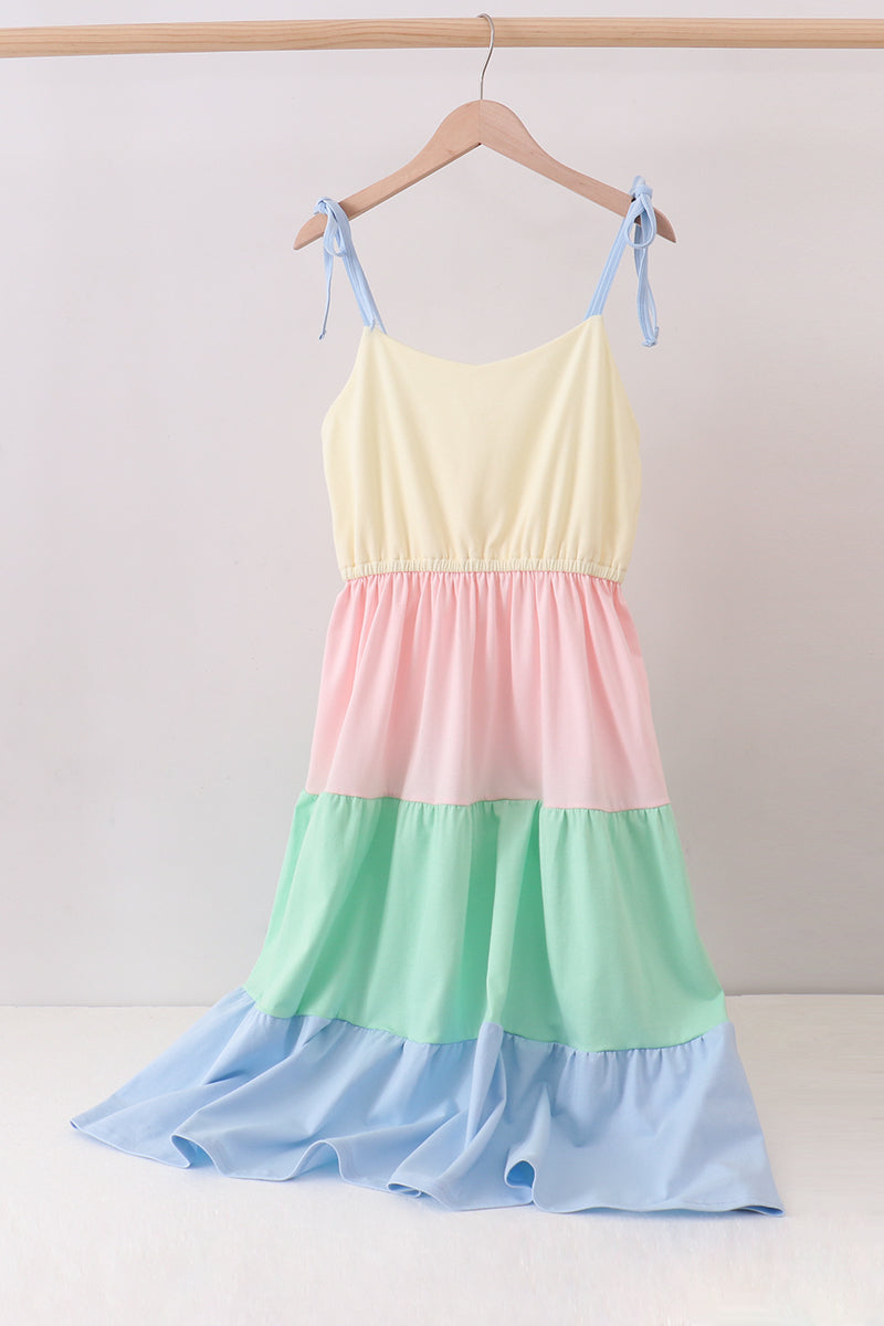 Robe color block à étages pour mère et fille