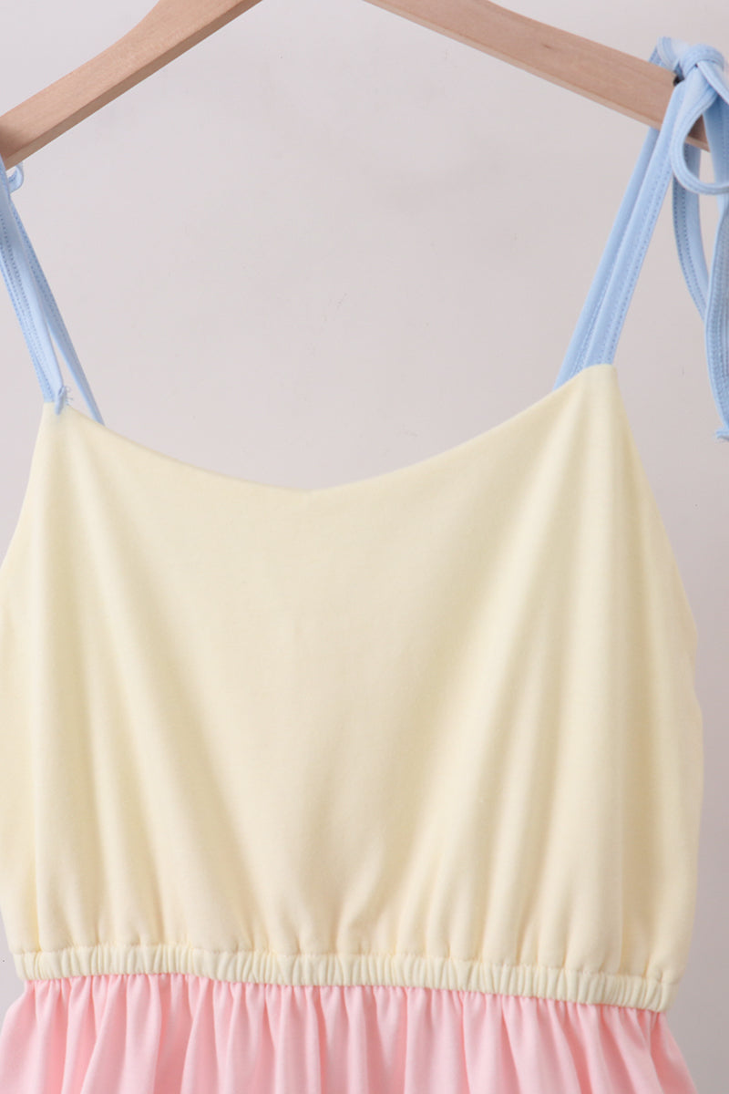 Robe color block à étages pour mère et fille