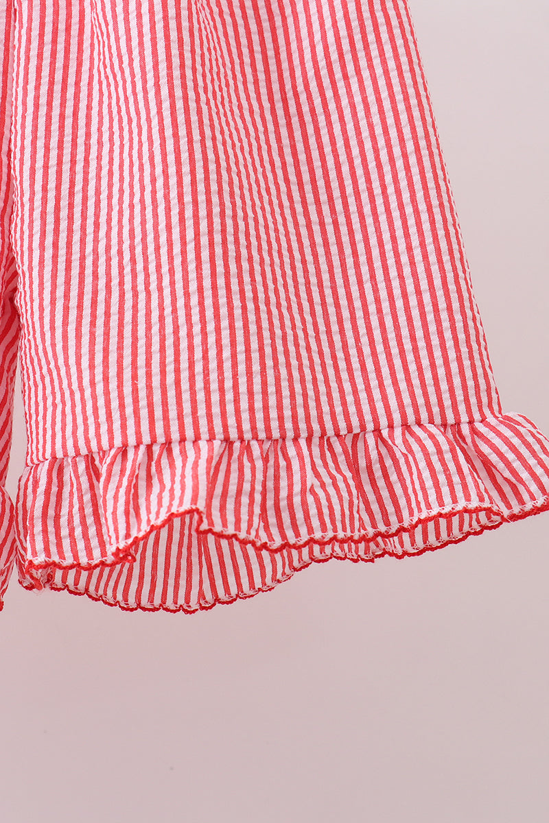 Ensemble short rose à volants smockés