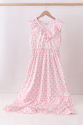 Robe rose à volants étagée et à nœud papillon