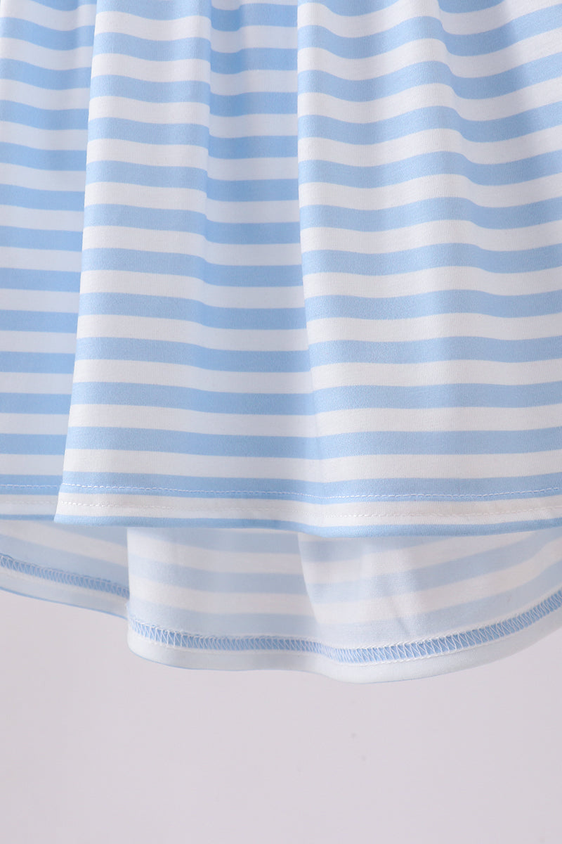 Ensemble short à volants smocké rayé drapeau rouge