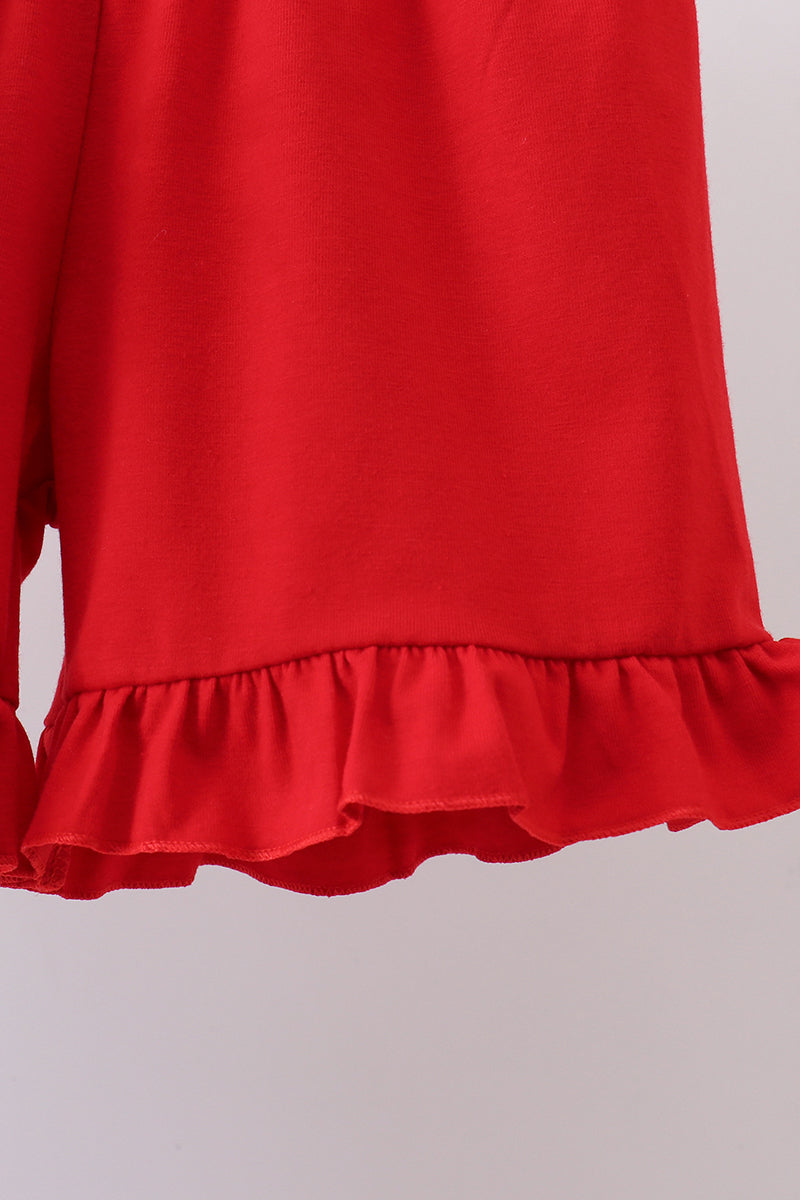 Ensemble short à volants smocké à nœud bleu