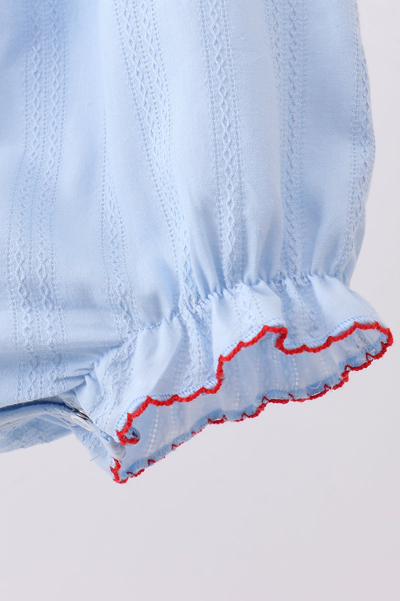 Bleu broderie jacquard bulle