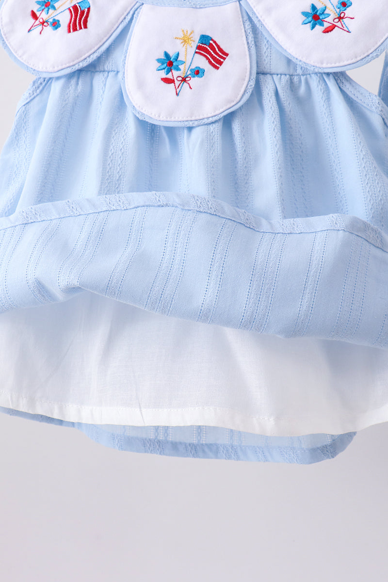 Ensemble bloomer brodé jacquard bleu