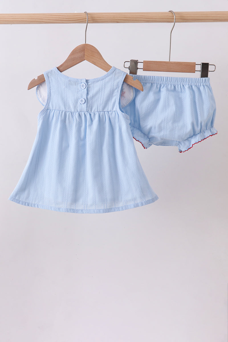 Ensemble bloomer brodé jacquard bleu