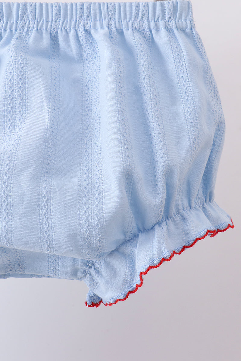 Ensemble bloomer brodé jacquard bleu