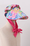 Chapeau à volants et nœud, motif floral tropical