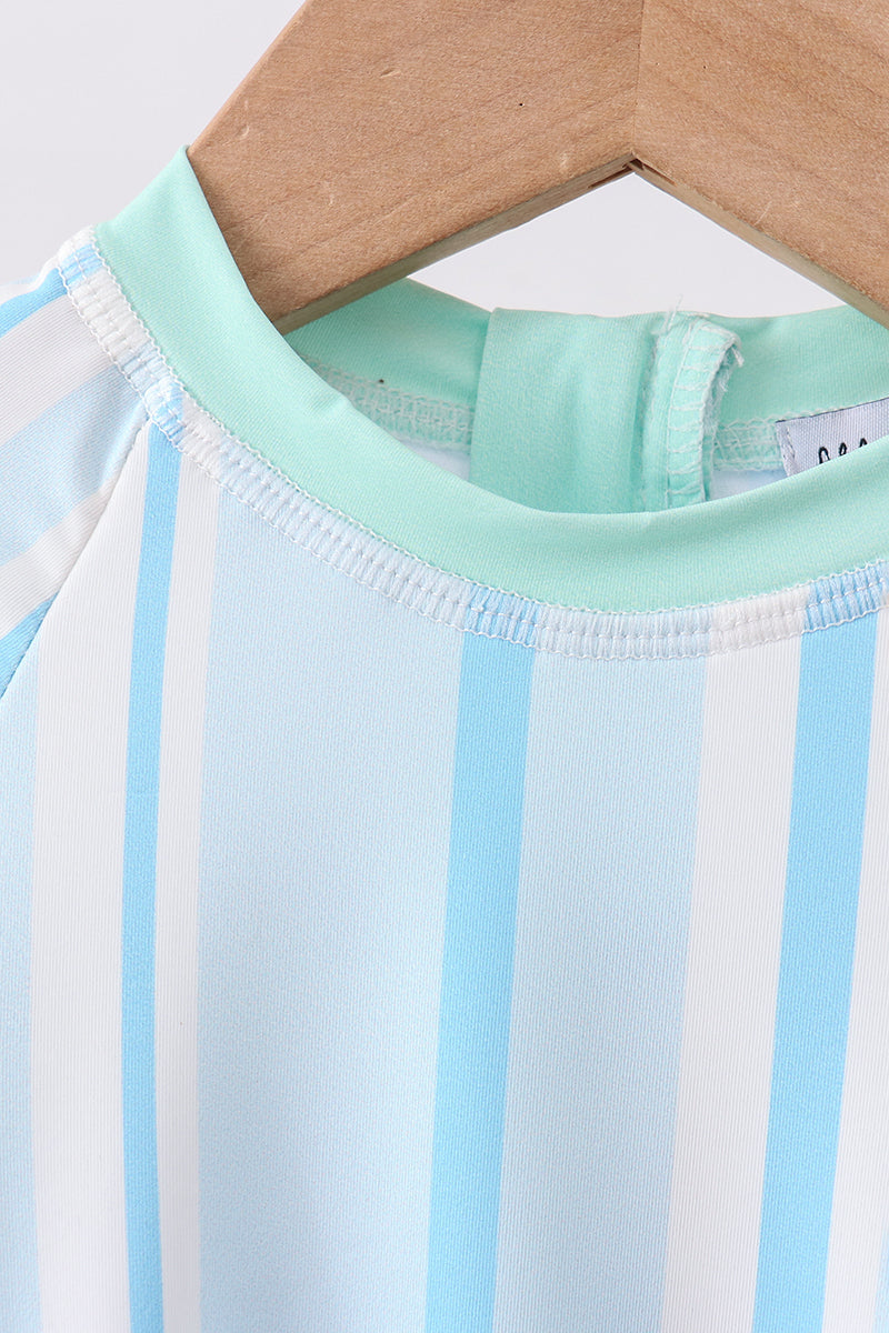 Maillot de bain une pièce à rayures bleues