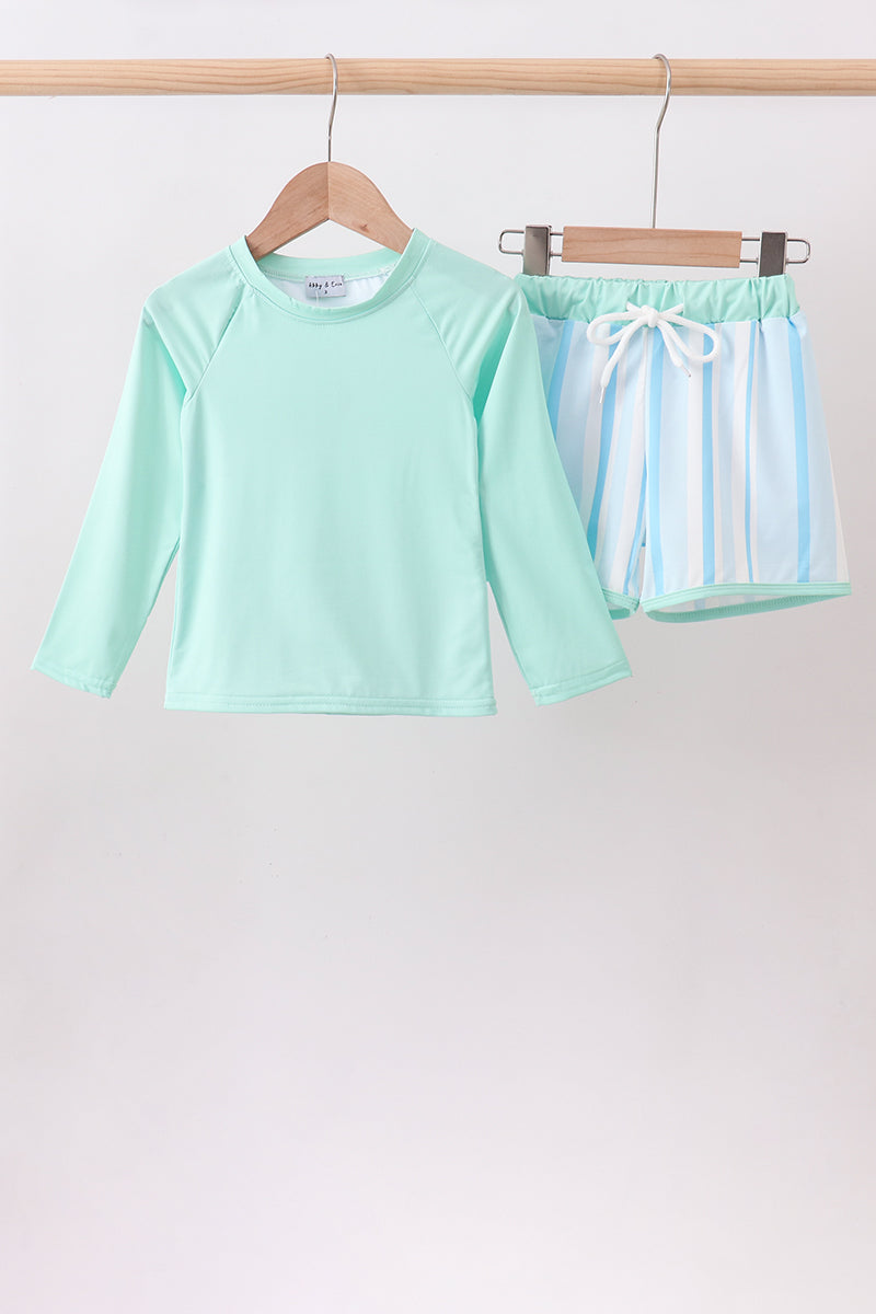 Maillot de bain 2 pièces rayé bleu