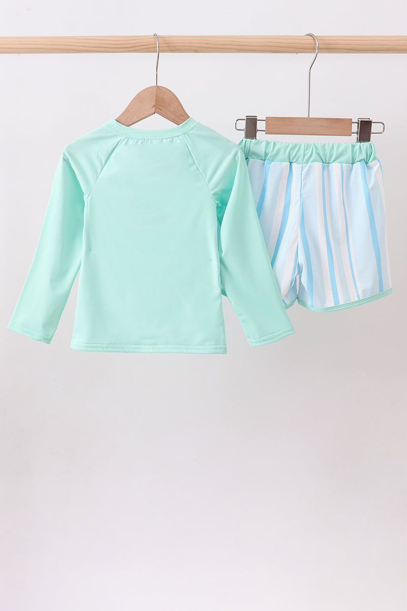 Maillot de bain 2 pièces rayé bleu