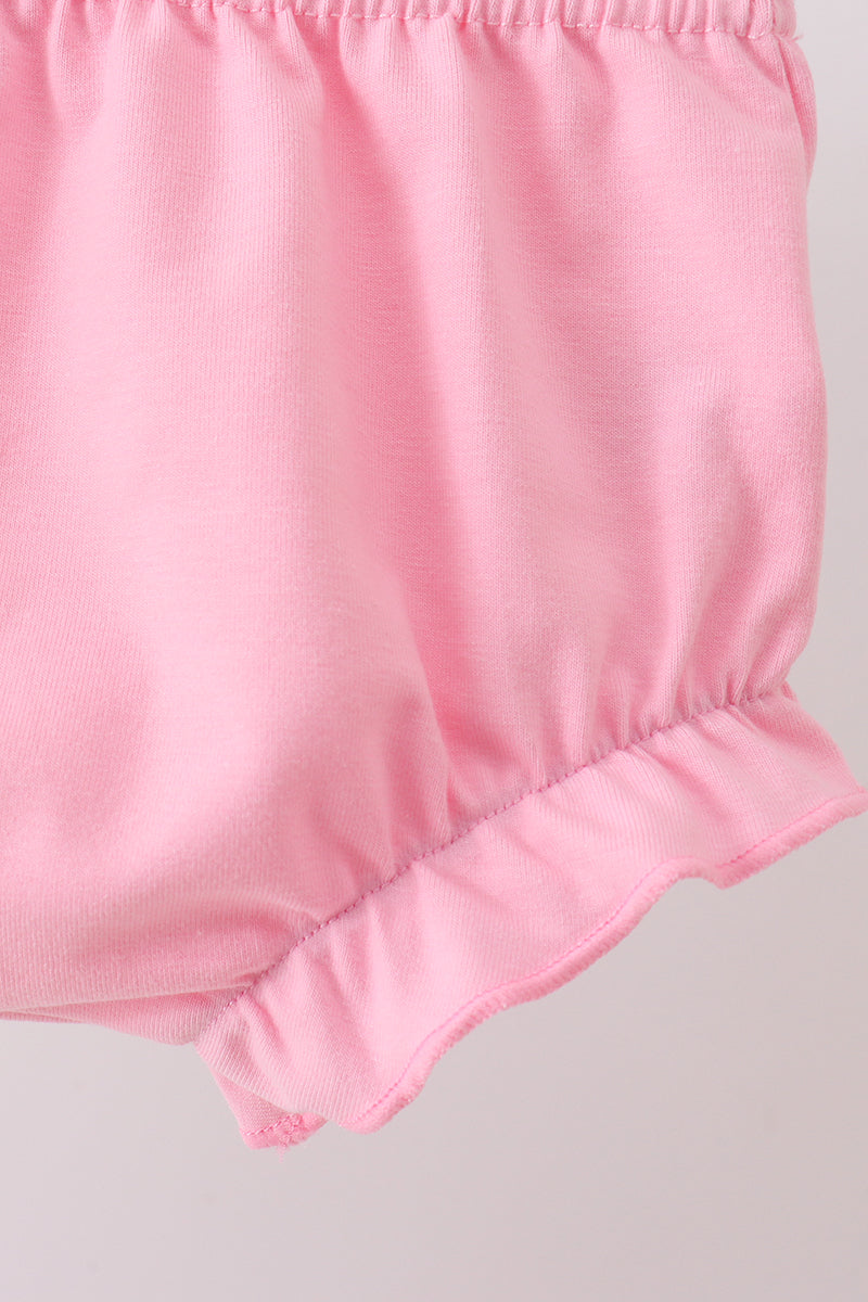Ensemble barboteuse à smocks et volants, imprimé floral rose