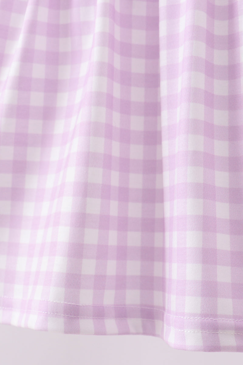 Ensemble short à volants vichy brodé floral violet