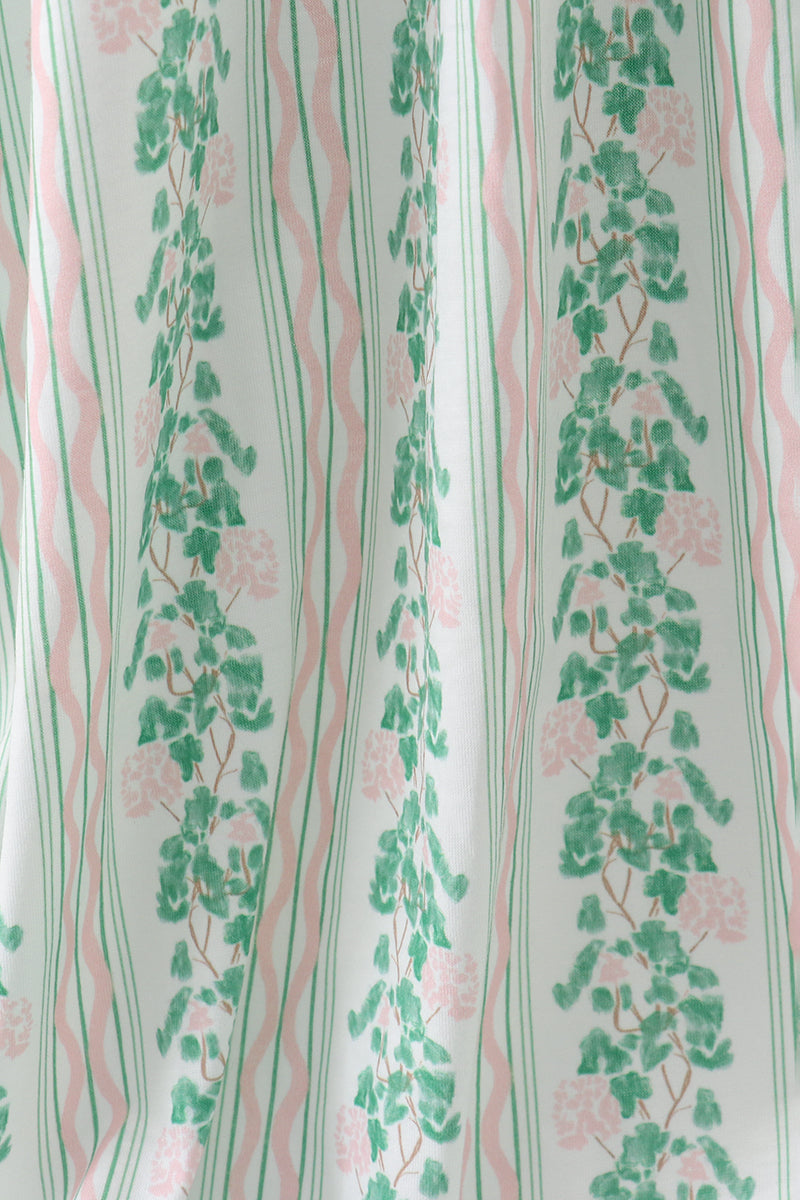 Robe à rayures florales vertes (longueur 105 cm)