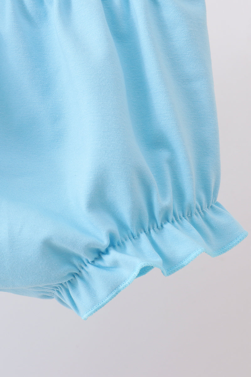 Ensemble bloomer smocké rose bleu