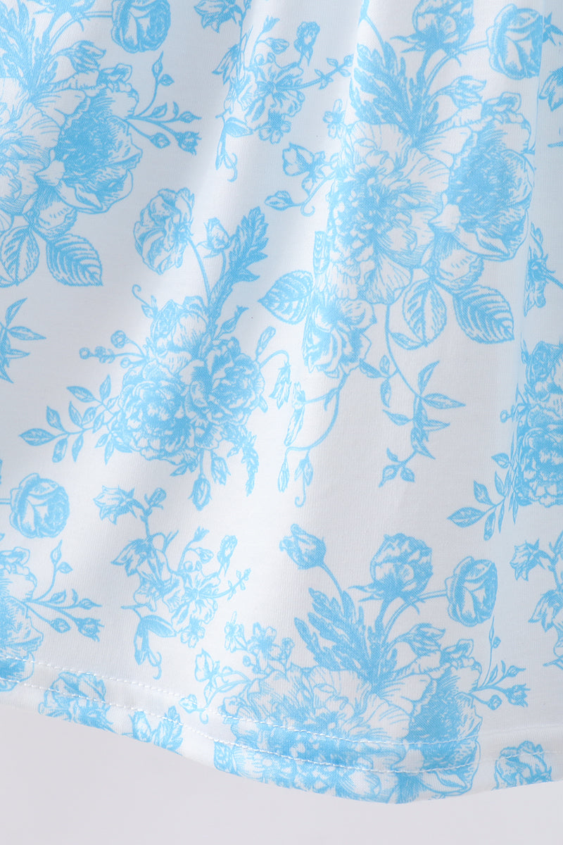 Ensemble bloomer smocké rose bleu