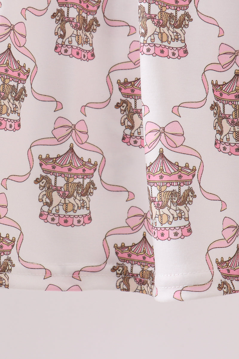 Ensemble de shorts à volants et imprimé carrousel rose