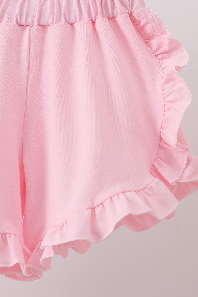 Ensemble de shorts à volants et imprimé carrousel rose