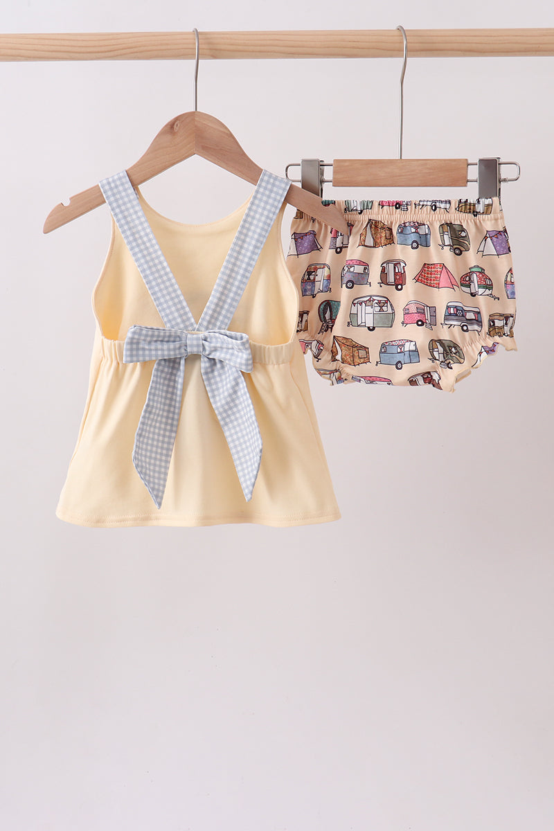 Ensemble bloomer kaki avec nœud appliqué campeur