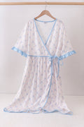 Robe imprimée à nœud bleu