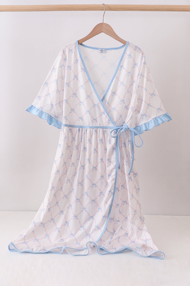 Robe imprimée à nœud bleu