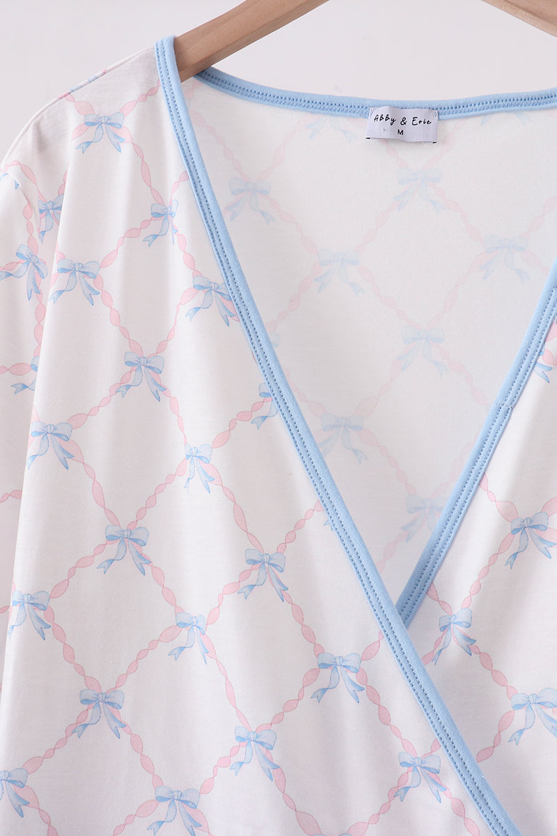 Robe imprimée à nœud bleu