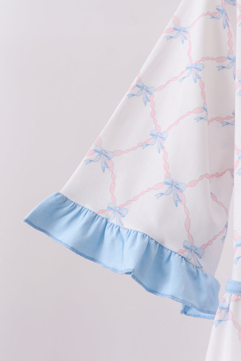 Robe imprimée à nœud bleu