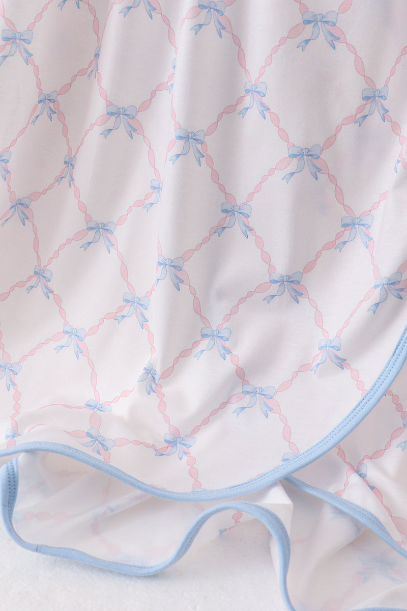 Robe imprimée à nœud bleu