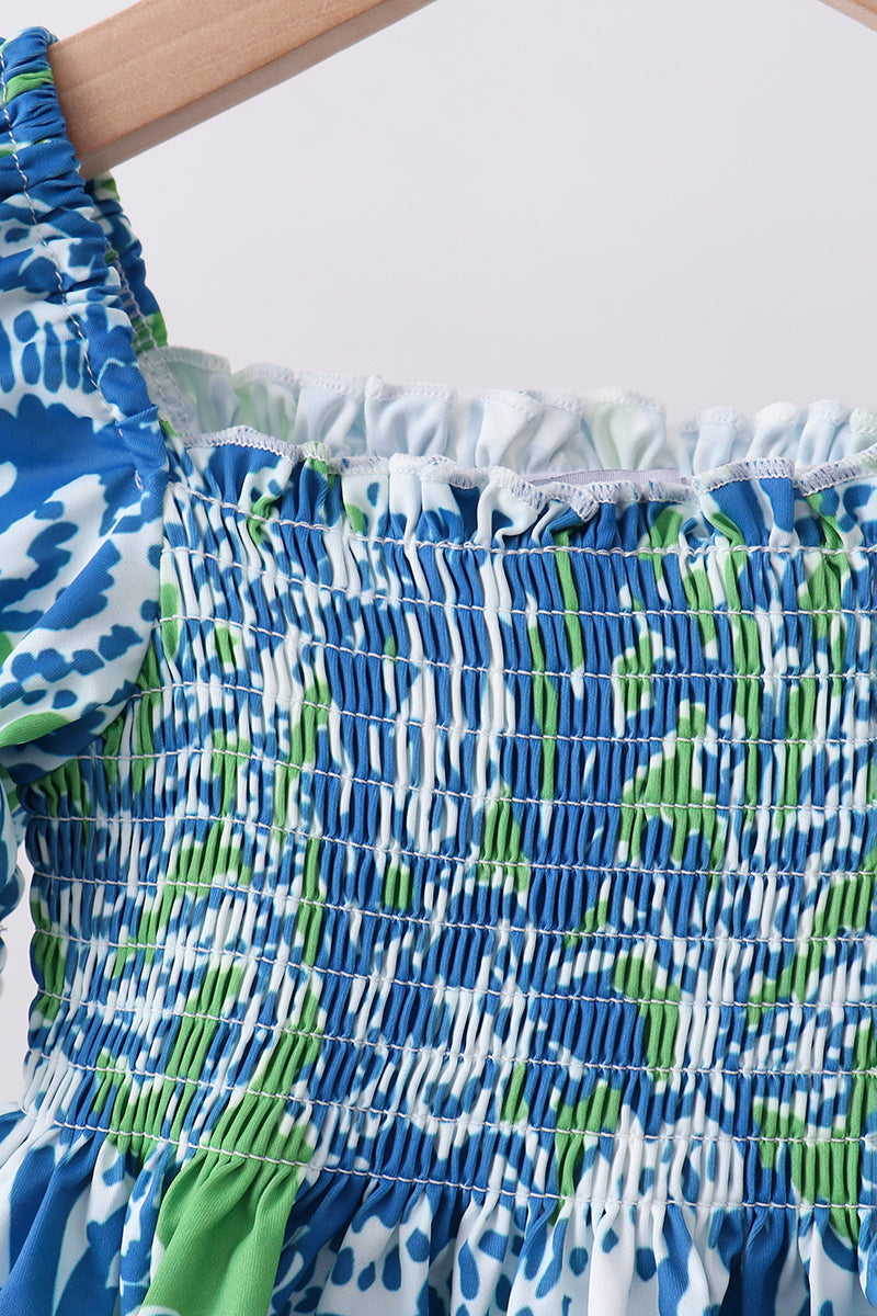 Ensemble de 2 pièces à volants et motifs aquatiques