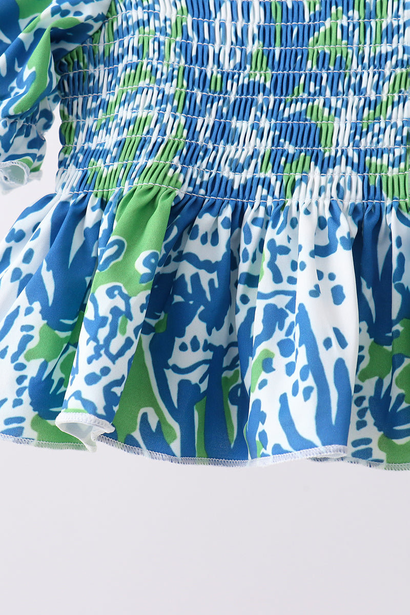 Ensemble de 2 pièces à volants et motifs aquatiques