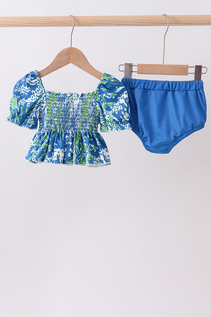 Ensemble de 2 pièces à volants et motifs aquatiques