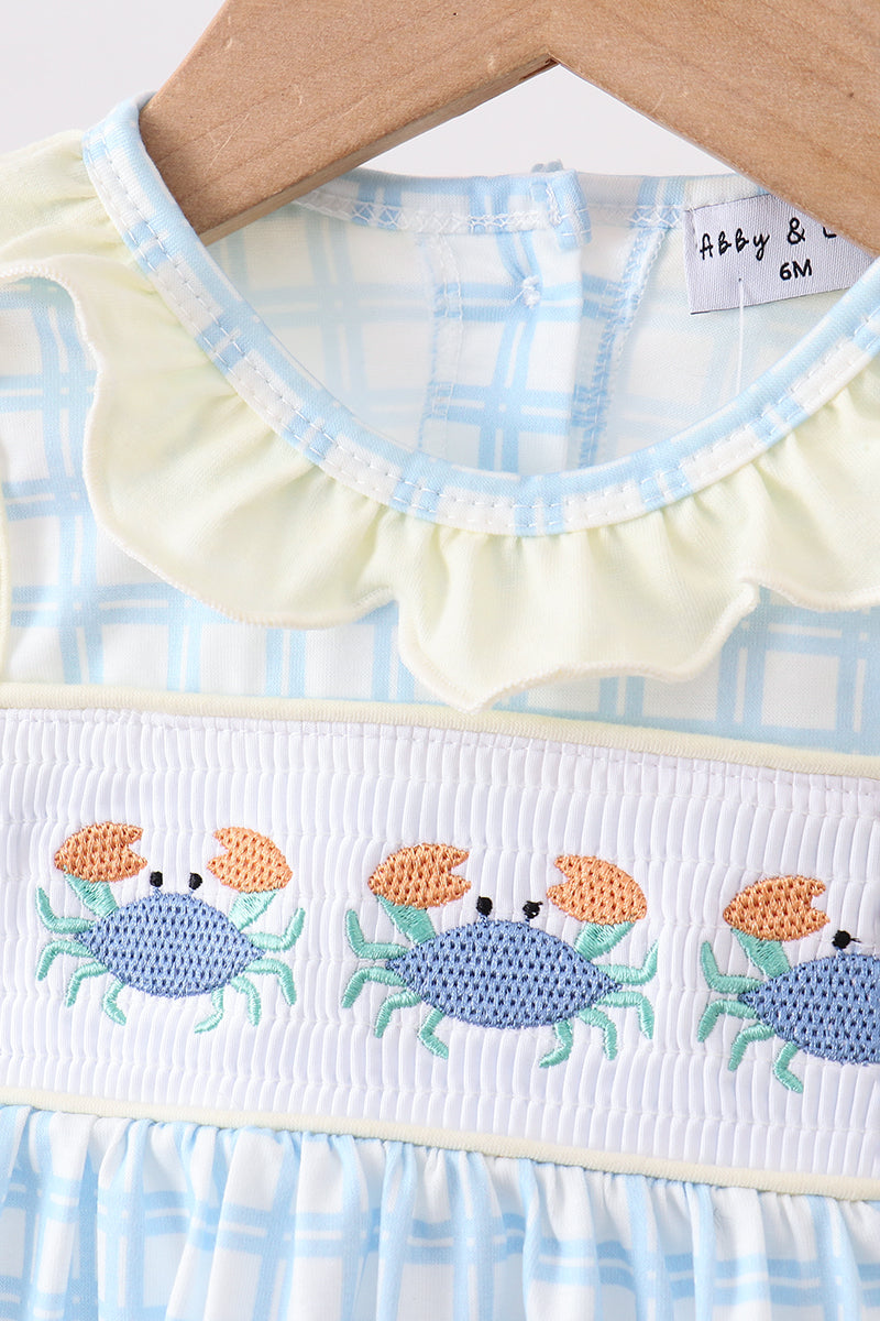 Ensemble bloomer vichy smocké crabe jaune