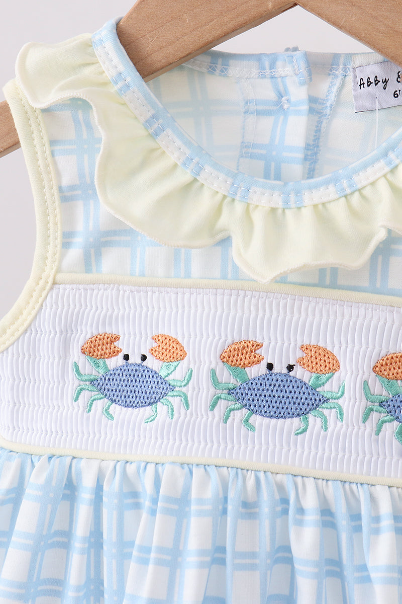 Ensemble bloomer vichy smocké crabe jaune