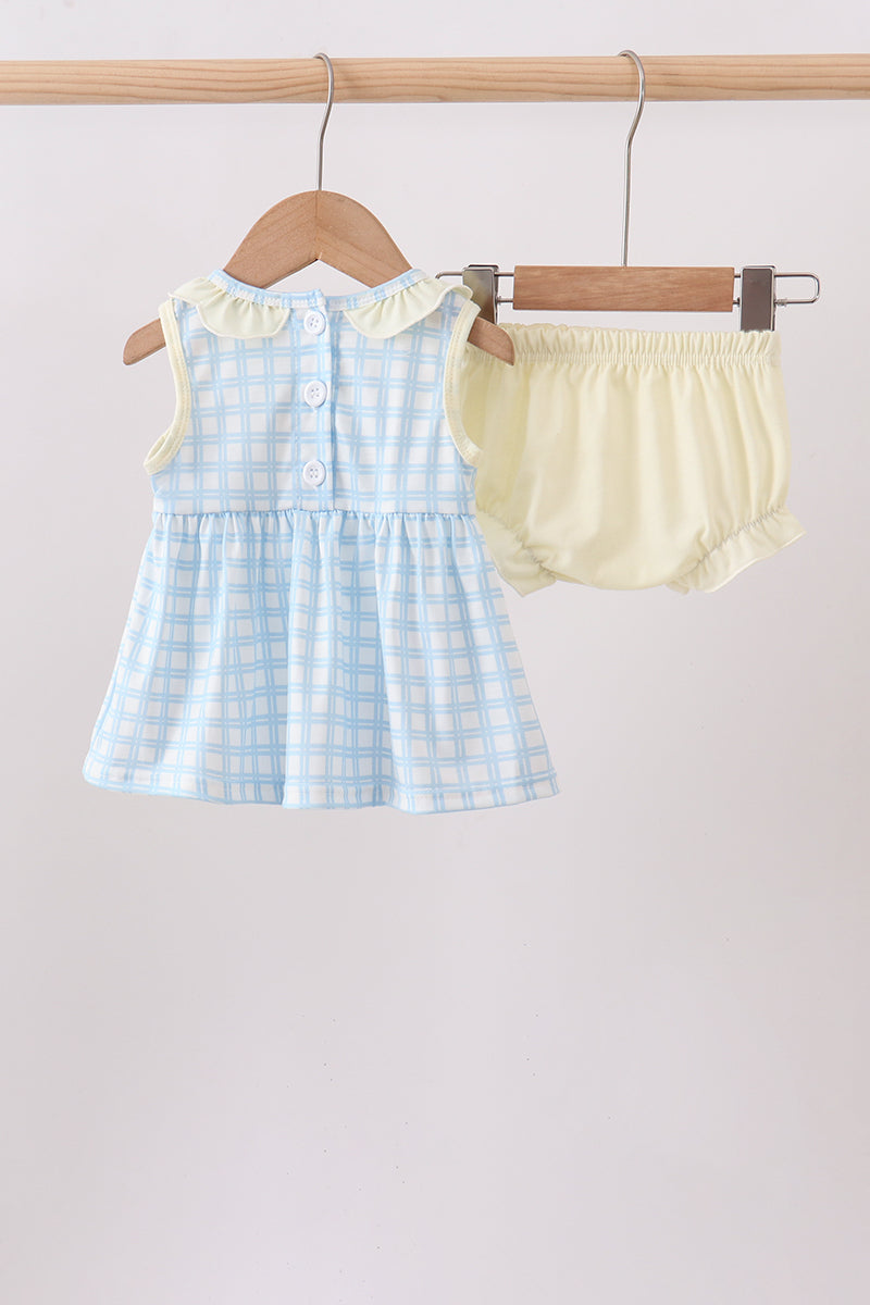 Ensemble bloomer vichy smocké crabe jaune