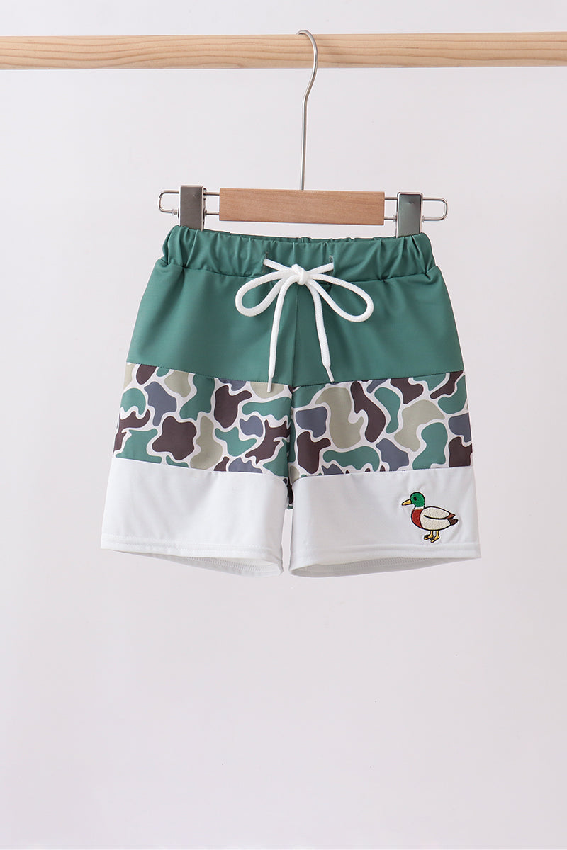 Caleçon de bain brodé canard camouflage