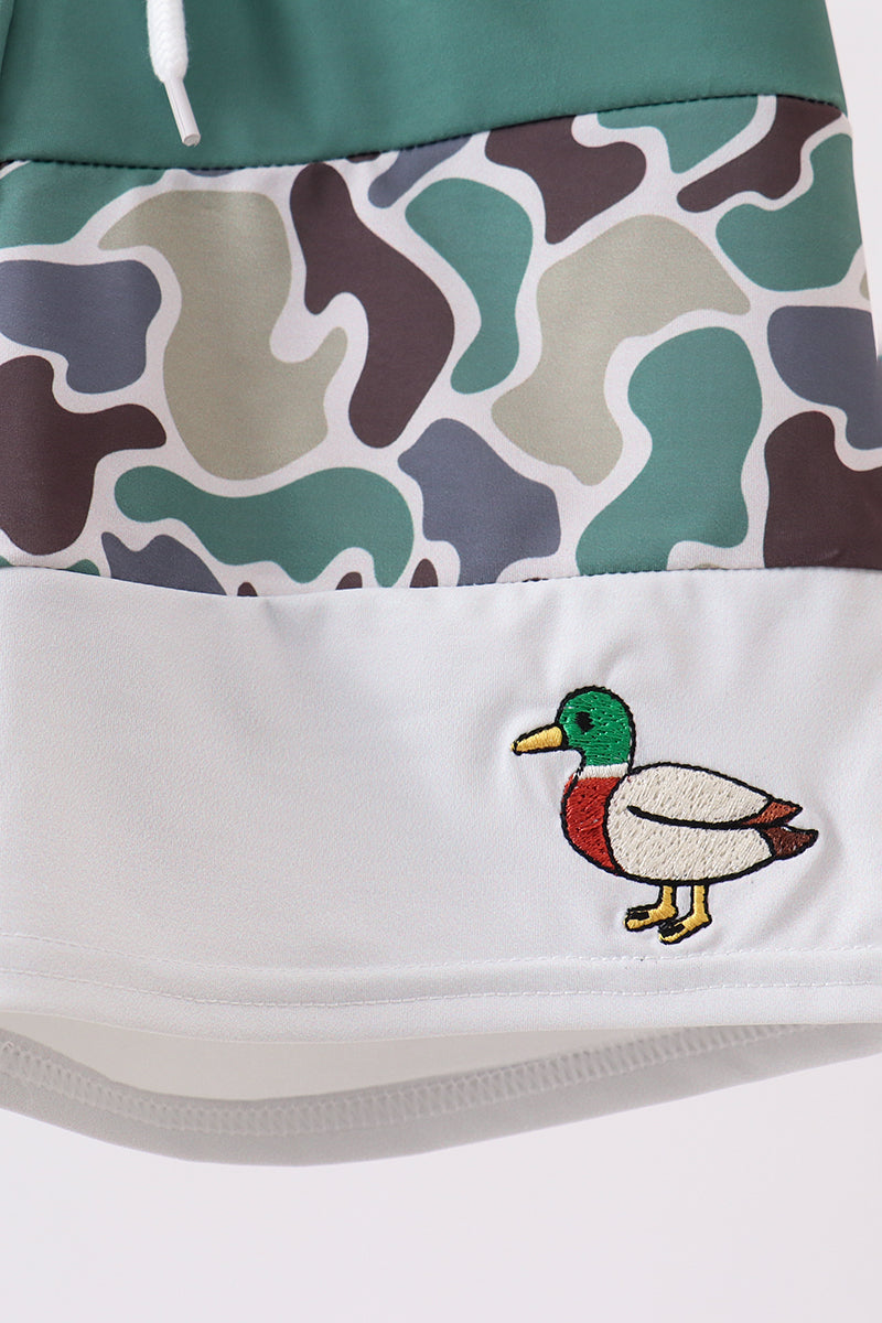 Caleçon de bain brodé canard camouflage