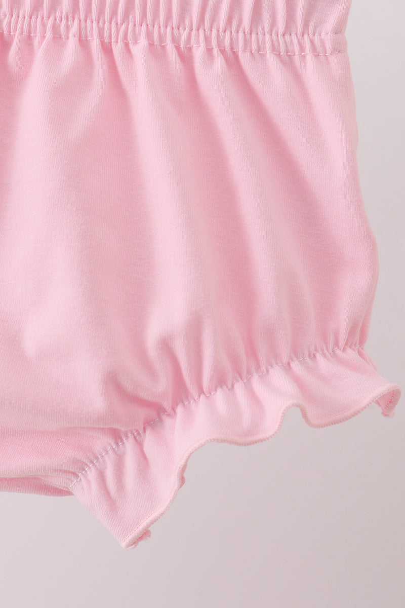 Ensemble bloomer à volants château et nœud rose