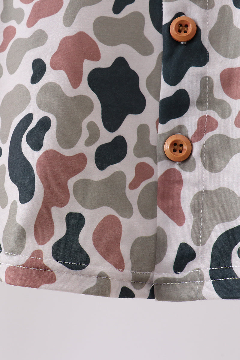 Chemise boutonnée brodée Canard Camouflage