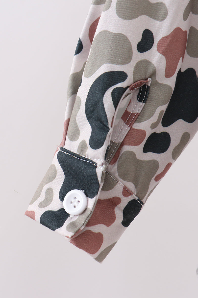 Chemise boutonnée brodée Canard Camouflage