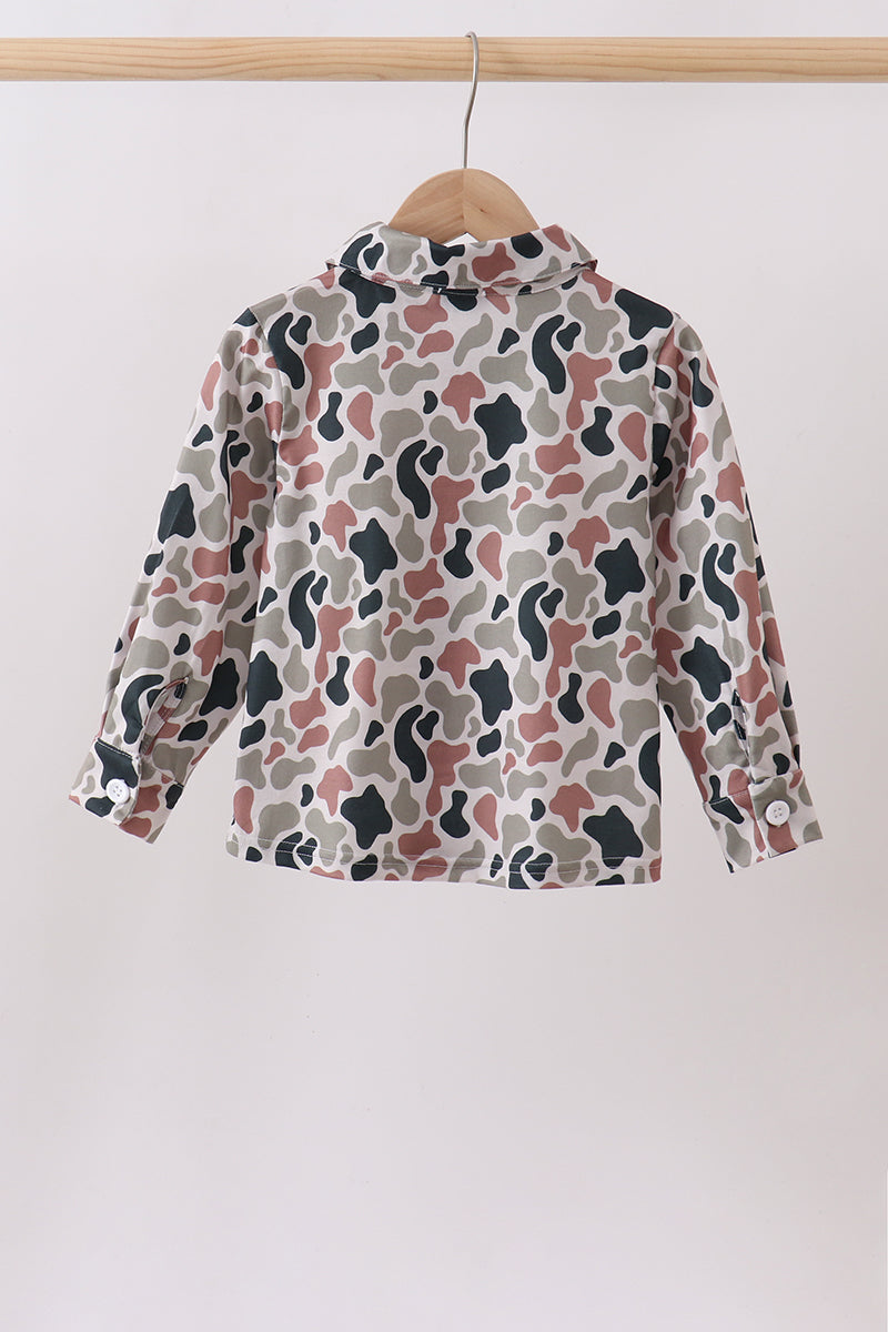 Chemise boutonnée brodée Canard Camouflage