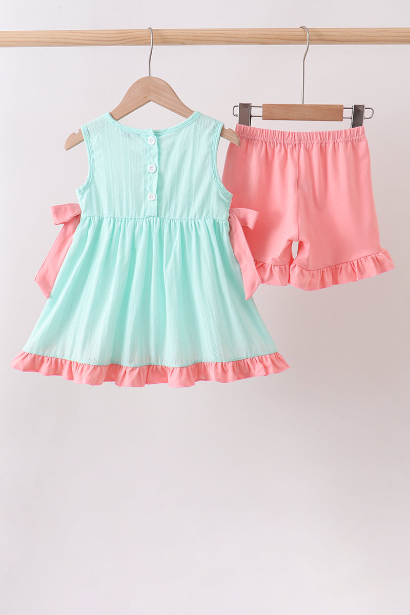 Ensemble Jacquard Vert Marin Brodé