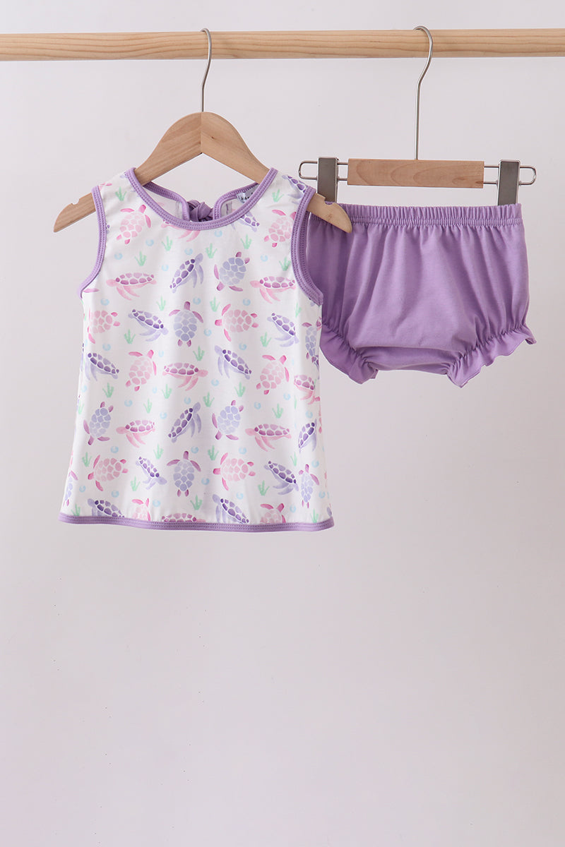 Ensemble cache-couche Tortue de mer violette