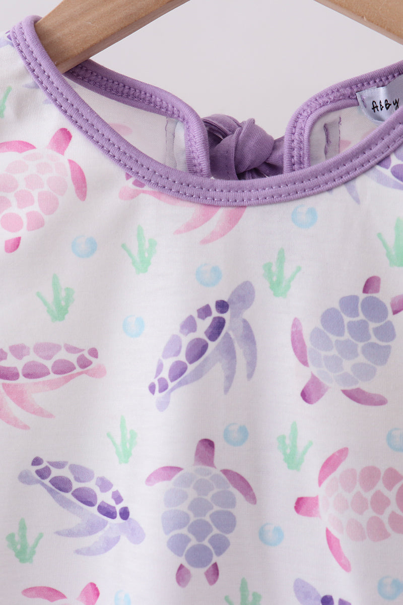 Ensemble cache-couche Tortue de mer violette