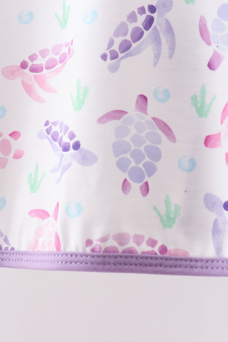 Ensemble cache-couche Tortue de mer violette