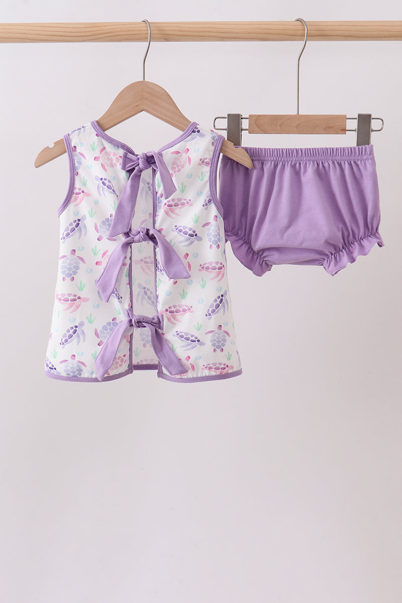 Ensemble cache-couche Tortue de mer violette