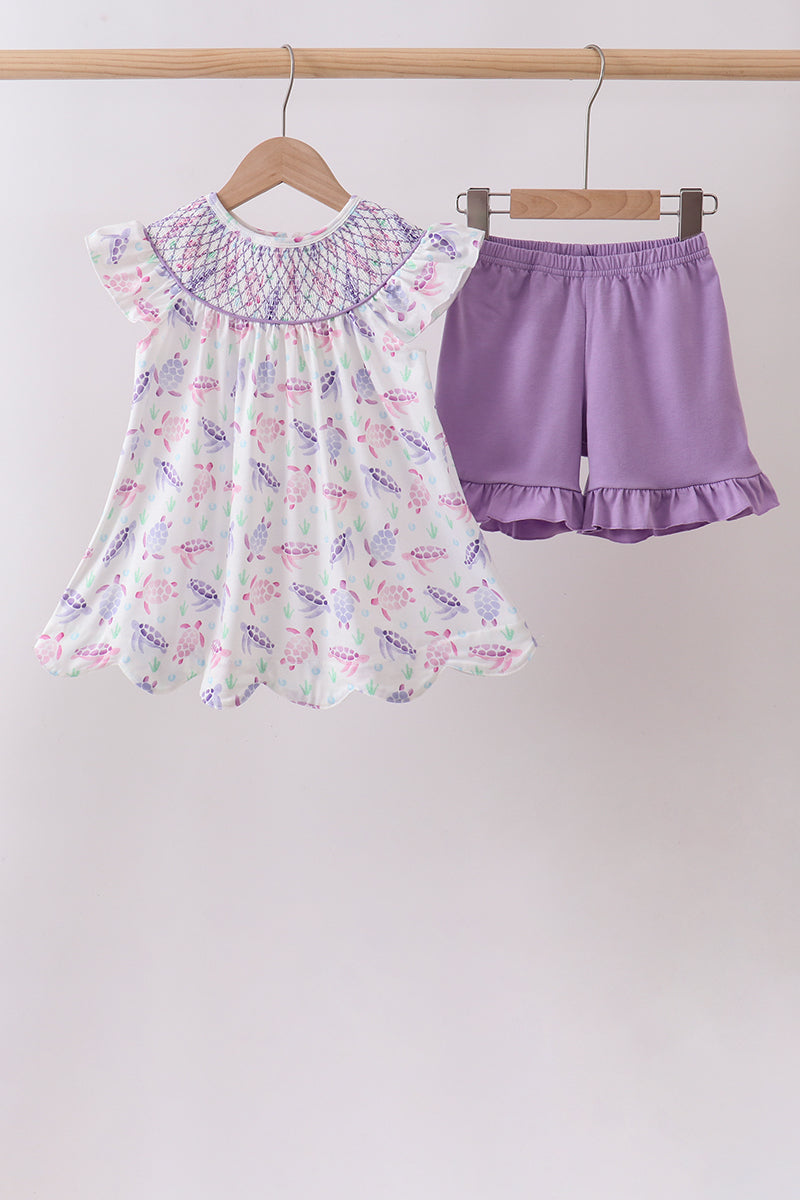 Ensemble smocké tortue de mer violette