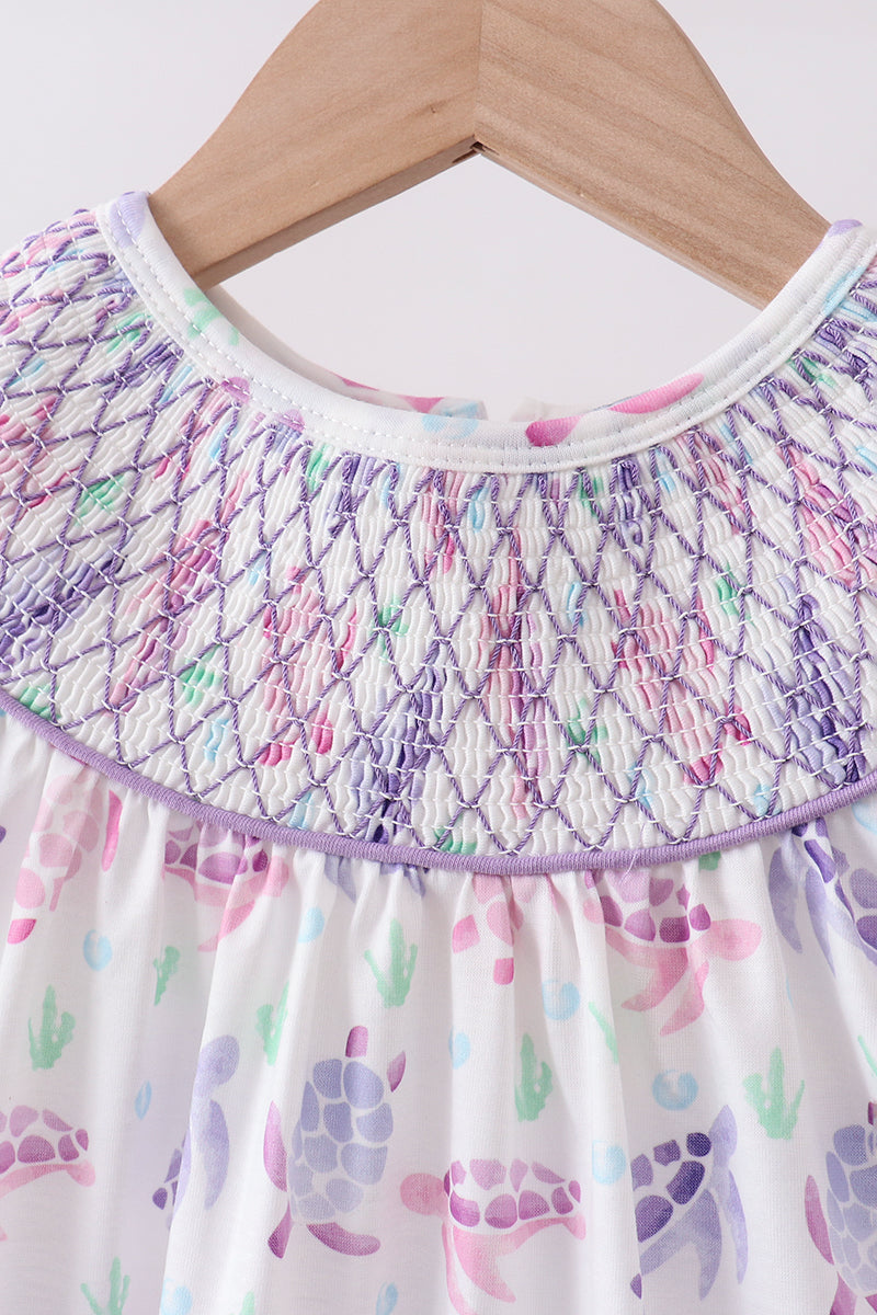 Ensemble smocké tortue de mer violette