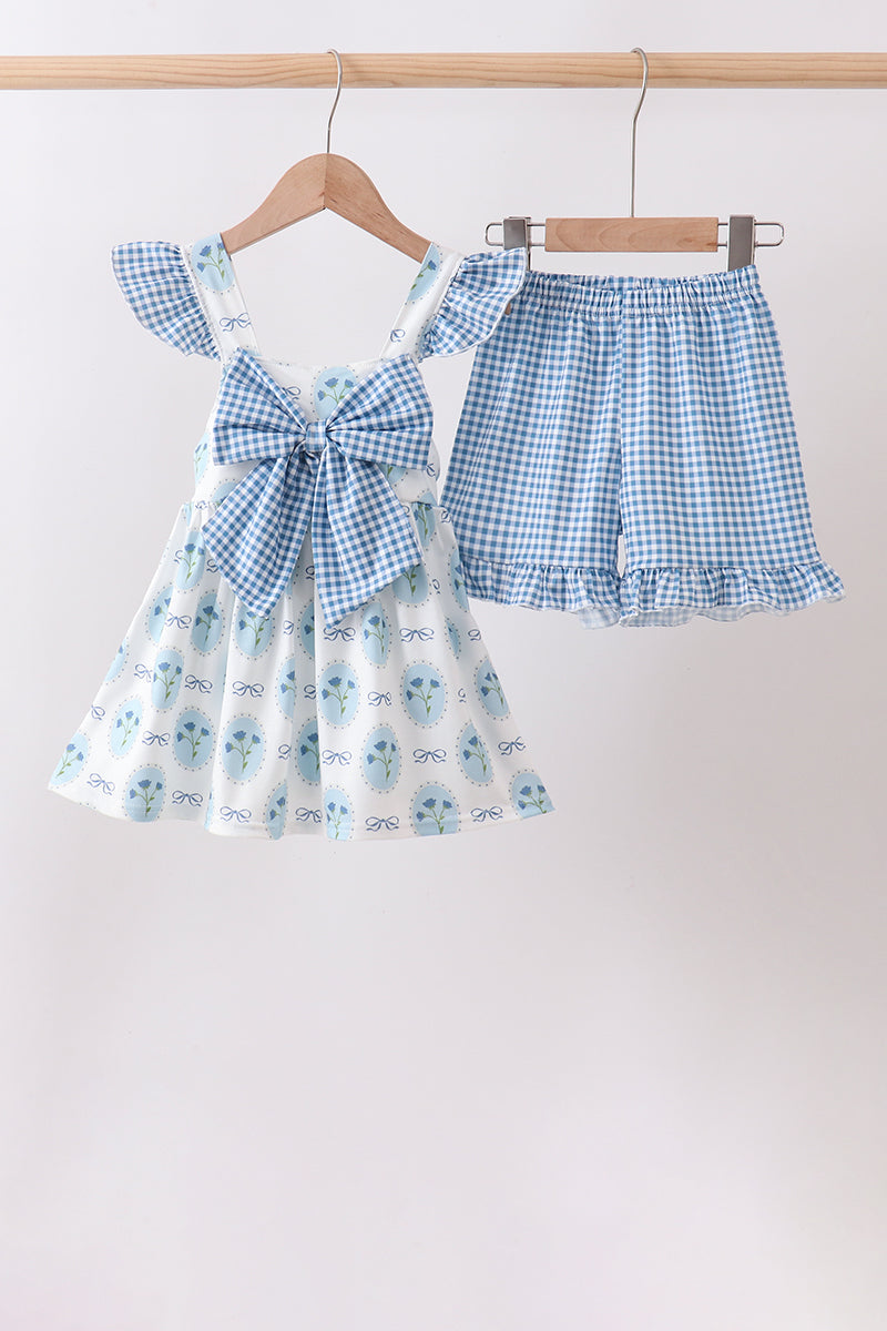 Ensemble fleuri rétro bleu