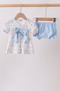 Ensemble bloomer et nœud Hortensia bleu