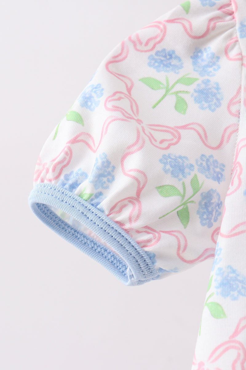 Ensemble bloomer et nœud Hortensia bleu