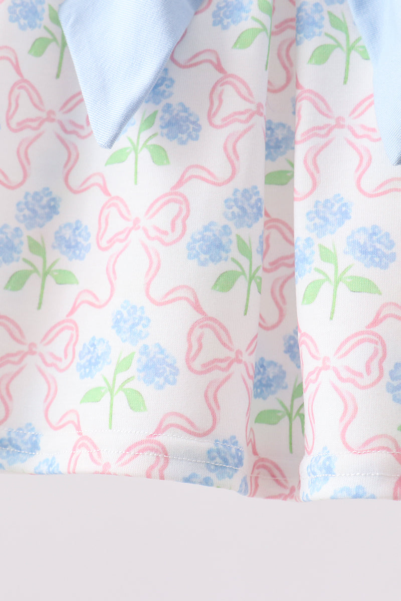 Ensemble bloomer et nœud Hortensia bleu